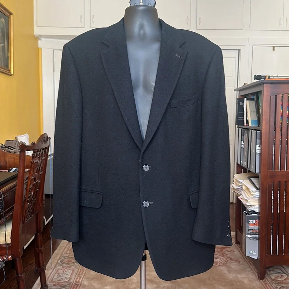 Botany 100% Camel Hair Wool Black Sportscoat Blazer size 46L